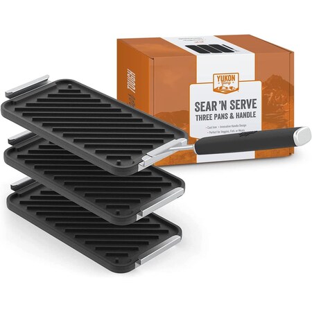 Yukon Glory Three Cast Iron Trays & Handle Set YG-664